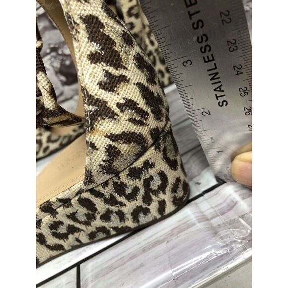 J. Crew Leopard Print Metallic Laila Leopard Wedge Ankle Strap Sandals Women 8M - Picture 8 of 16